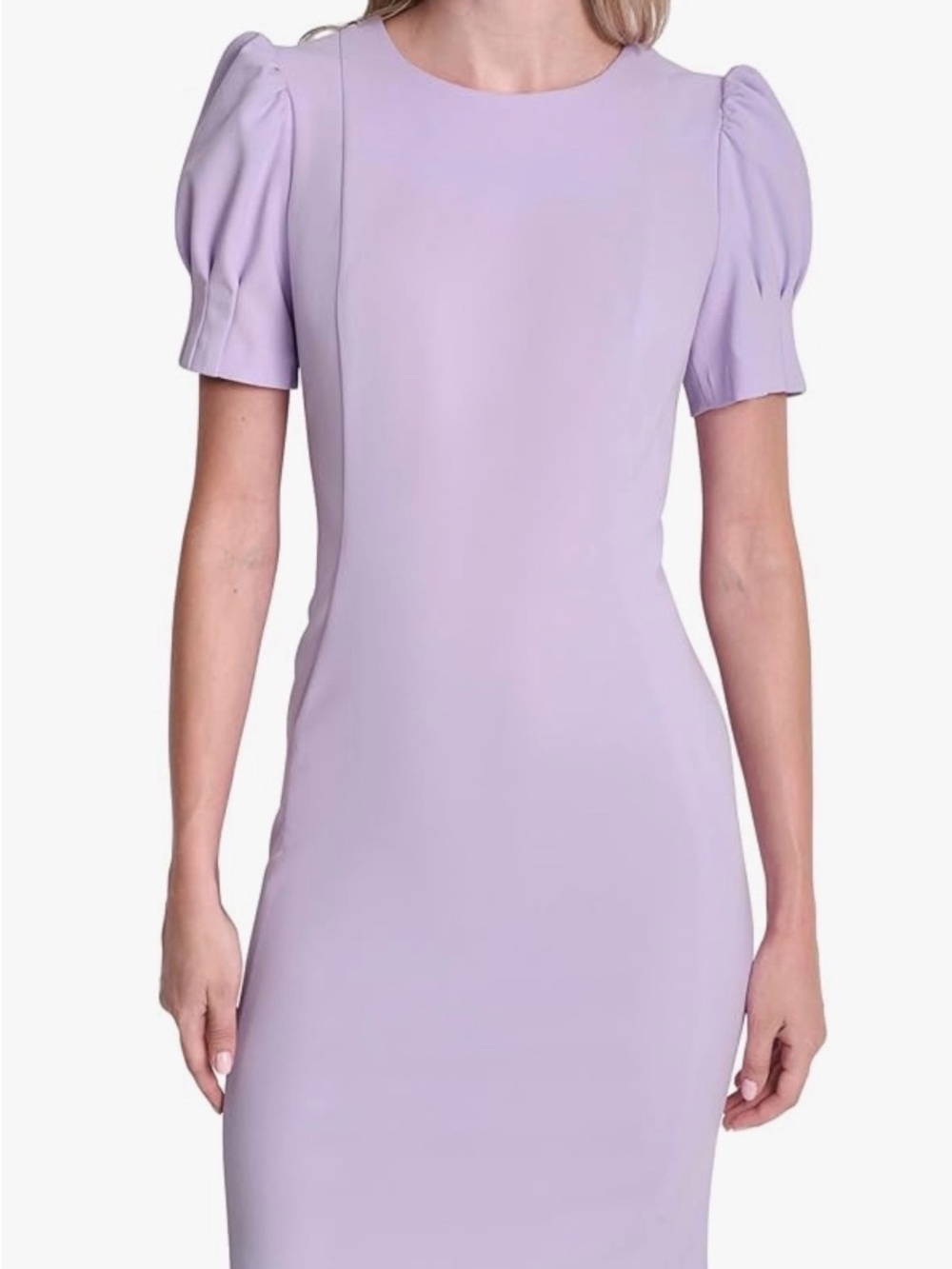 DKNY Lavender Puff-Sleeve Sheathe Dress
